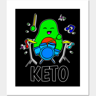 Keto - Funny Avocado Cute Clipart Veggies - Musical Beats Drummer Posters and Art